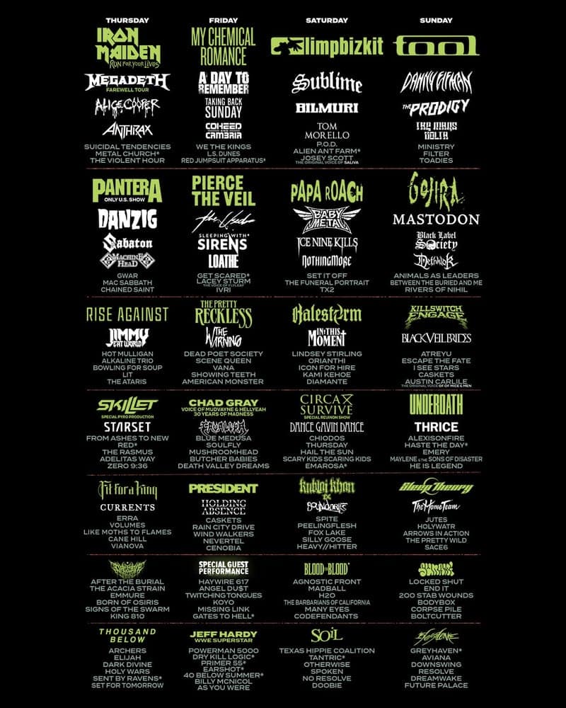 Louder Than Life 2026 lineup poster — September 17–20, 2026, Highland Festival Grounds, Louisville, KY